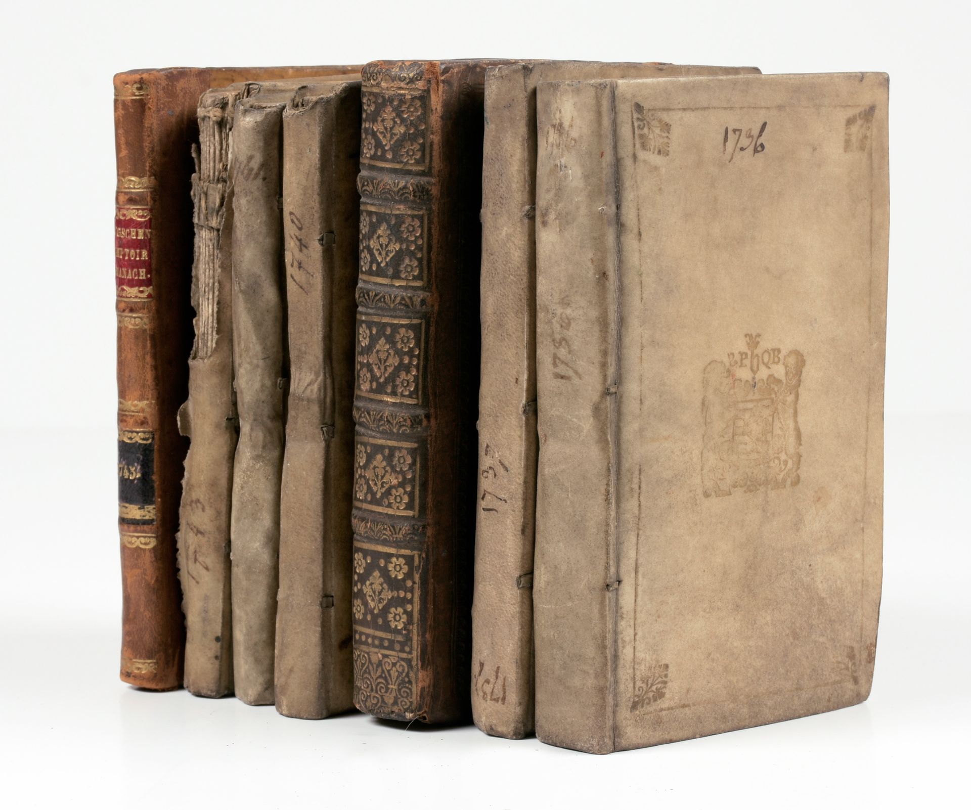 [ALMANAK-BRUGGE] 7 volumi de 'Comptoir almanach, ofte den almanach van het hof..&hellip;