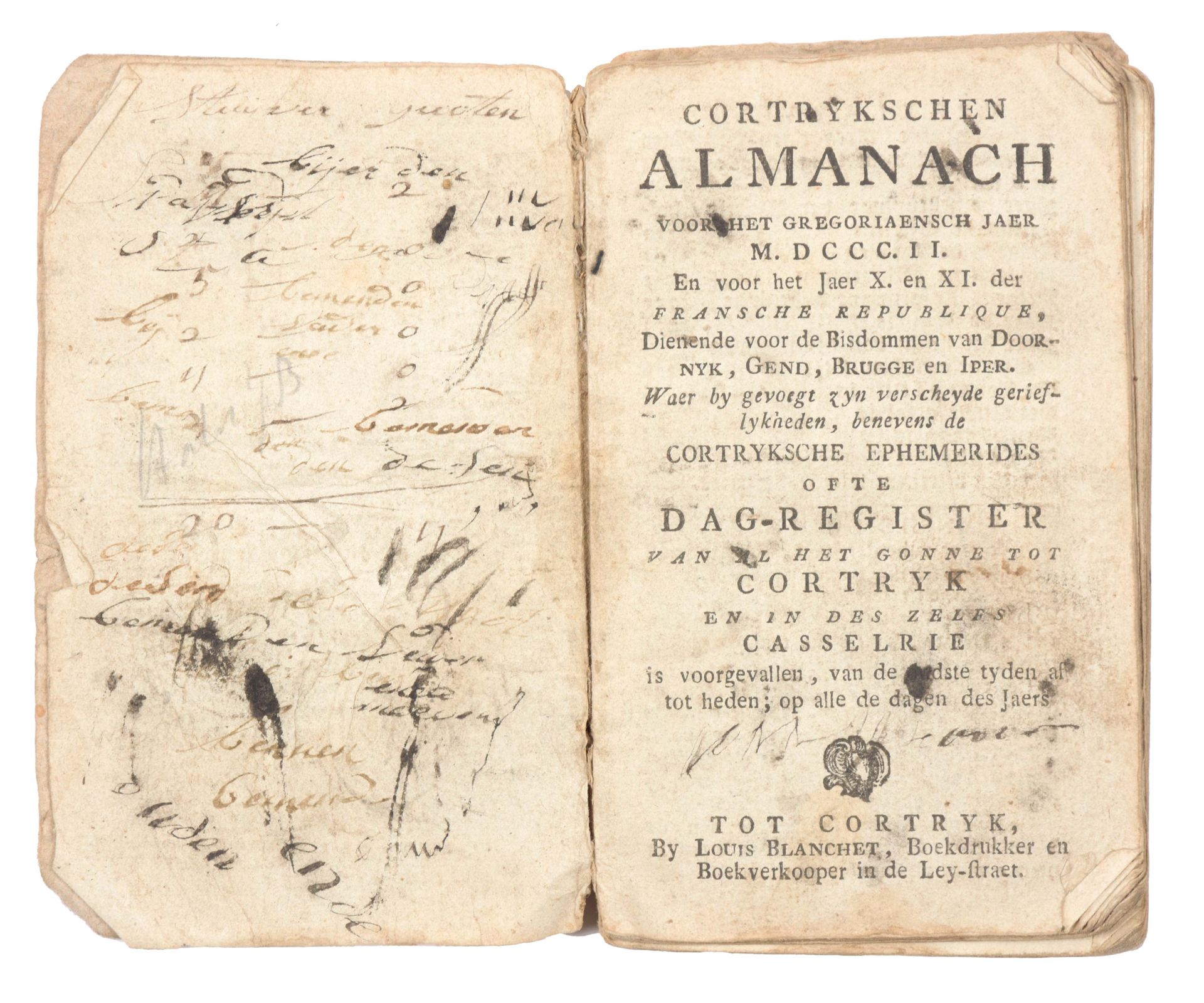 [Kortrijk] Cortrykschen almanach voor het gregoriaensch jaer M.DCCC.II

8°, met &hellip;