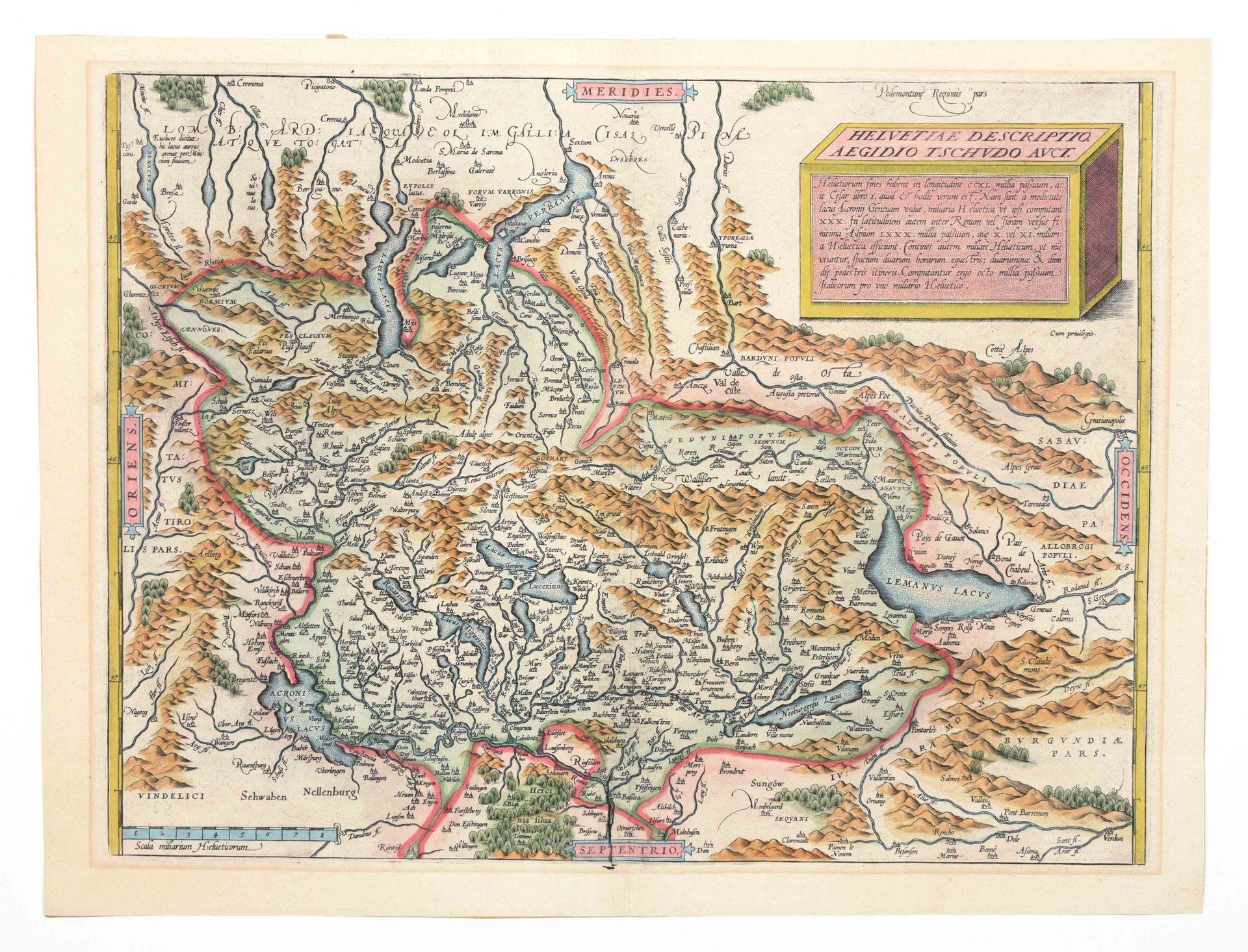 [SWITZERLAND] Helvetiae descriptio Aegidio Tschudo Auct

Handcol. Map (34.5 x 47&hellip;
