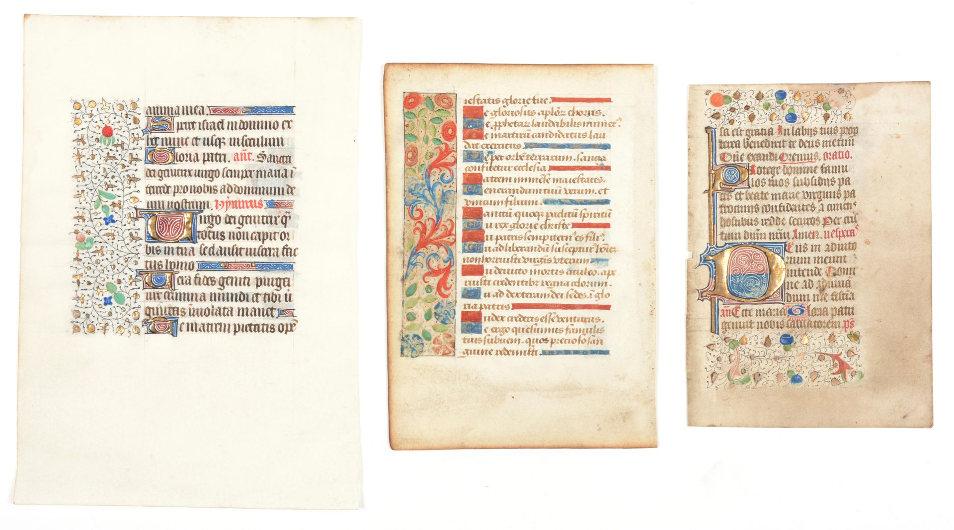 [MINIATUURBLADEN] Sammlung von 3 Pergamentblättern aus französischen Stundenbüch&hellip;