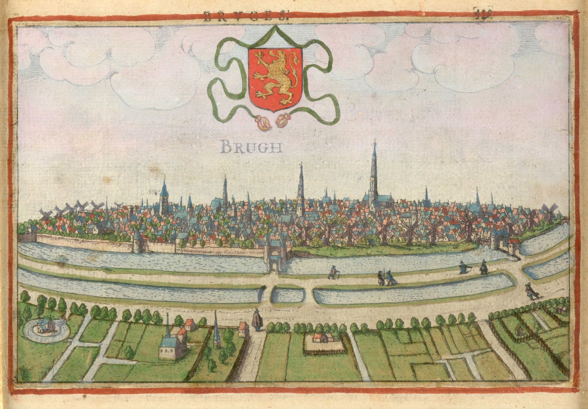 [Brugge] 勃鲁格

Kopergravure (13.5 x 20.5 cm)，有手绘的Gekleurd和goudgehoogd。从城市的角度来看，在G&hellip;