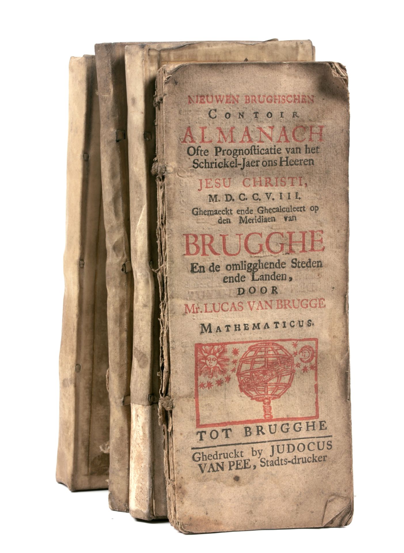 [ALMANAK-BRUGGE] VAN BRUGGE, Lucas; DE SNAECK, Lotterius 5 volumi di "Nieuwen Br&hellip;