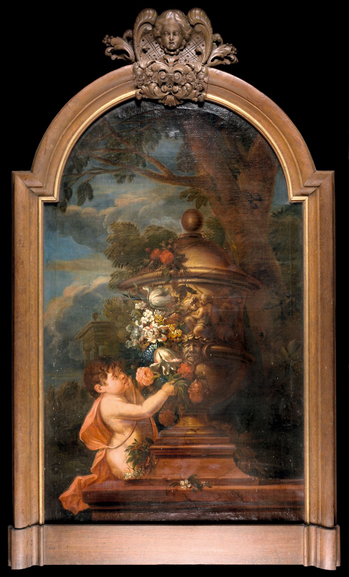 GAREMYN, Jan A. (1712-1799) Vaas met bloemen en cupido in landschap

Olie op doe&hellip;