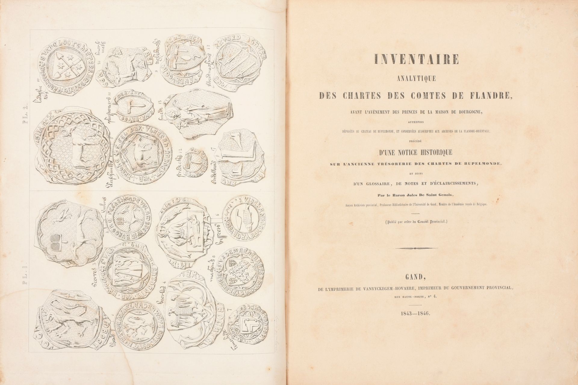 SAINT GENOIS, Jules de Inventaire analytique des chartes des comtes de Flandre, &hellip;