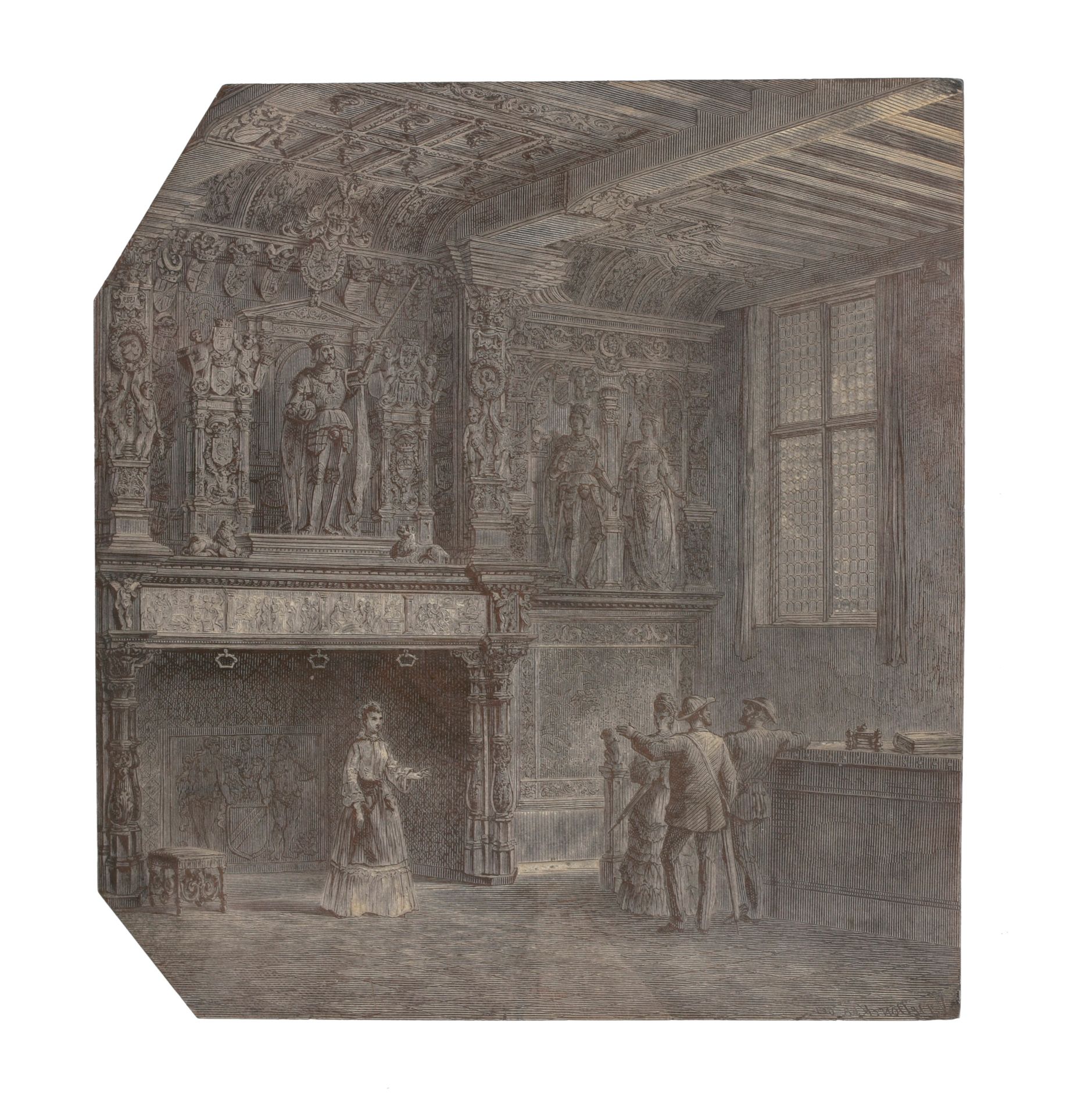 [Brugge] Houtblok met 'Schouw van het Brugse Vrije', c. 1850

Getekend 'V. De Do&hellip;