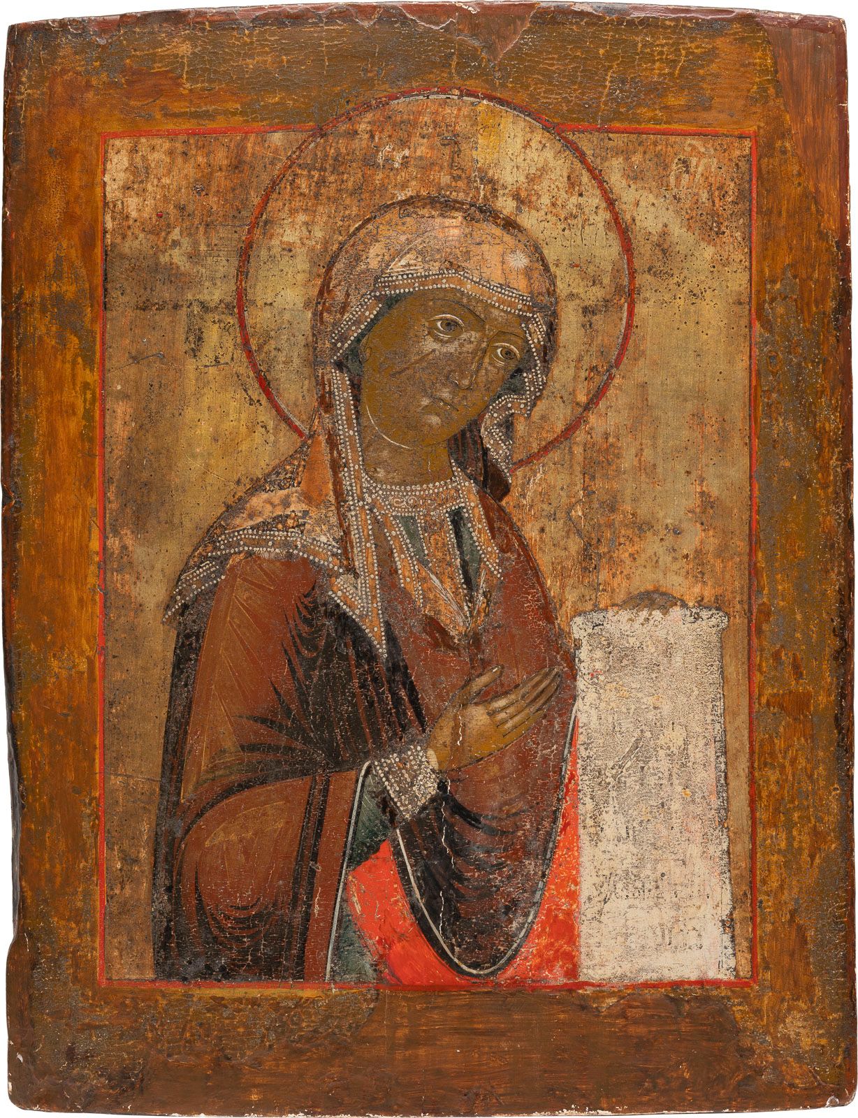 A LARGE ICON SHOWING THE MOTHER OF GOD FROM A DEISIS UNA GRANDE ICONA CHE MOSTRA&hellip;