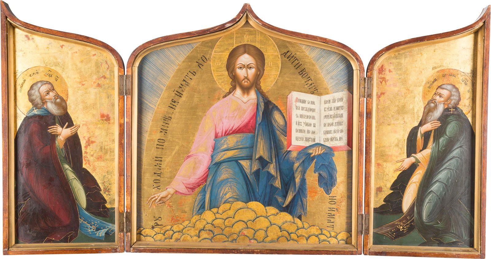 A MONUMENTAL AND VERY FINE TRIPTYCH SHOWING CHRIST PANTOKRA 一幅不朽的、非常精美的三联画，展示了基督&hellip;