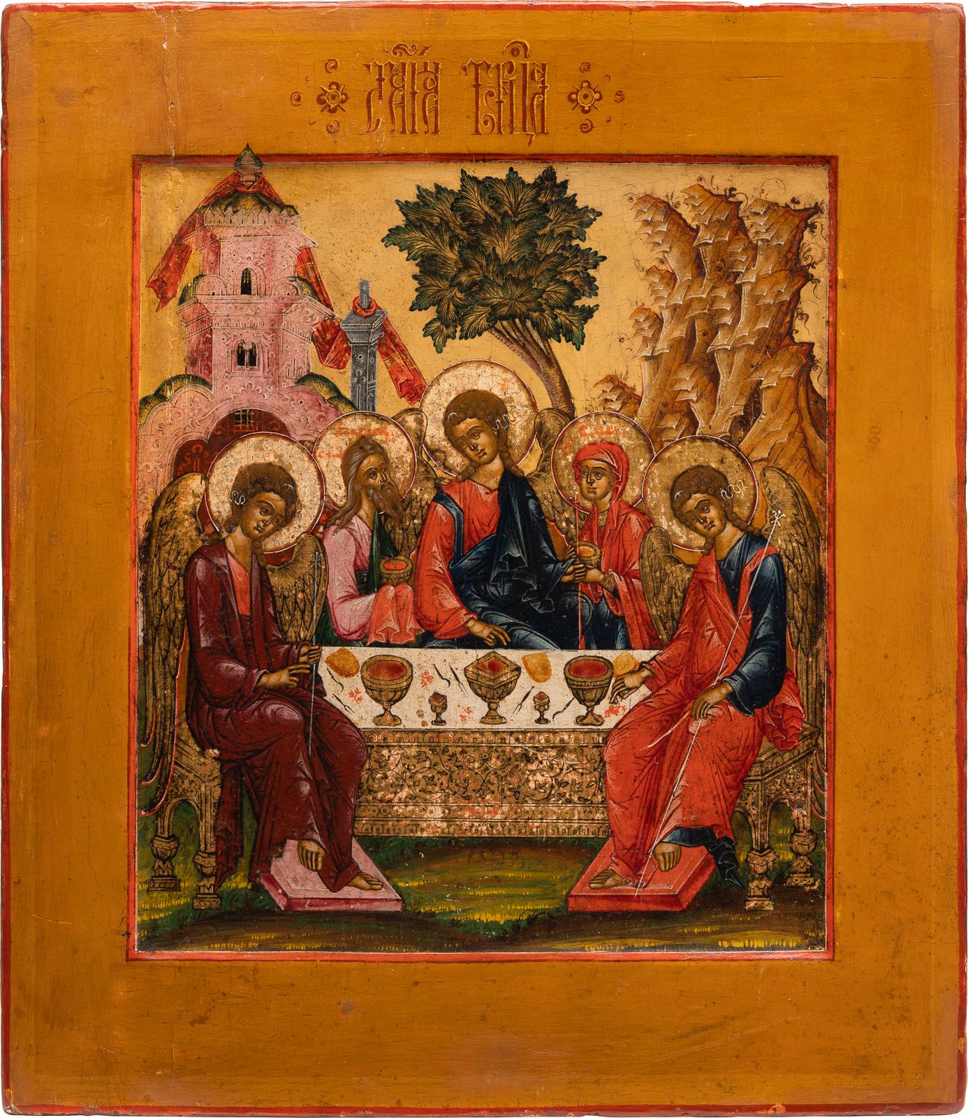 A VERY FINE ICON SHOWING THE OLD TESTAMENT TRINITY A VERY FINE ICON SHOWING THE &hellip;