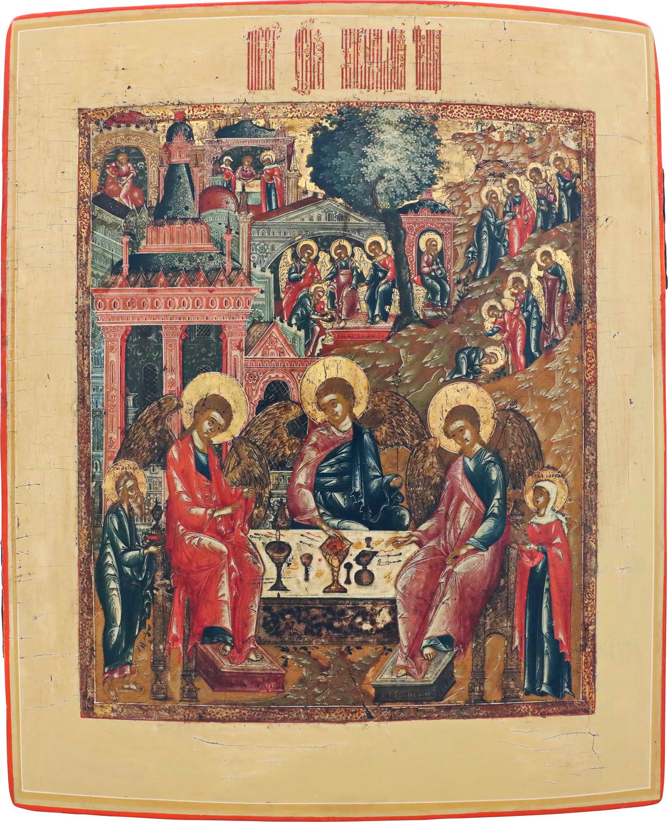 A VERY FINE ICON SHOWING THE OLD TESTAMENT TRINITY * A VERY FINE ICON SHOWING TH&hellip;