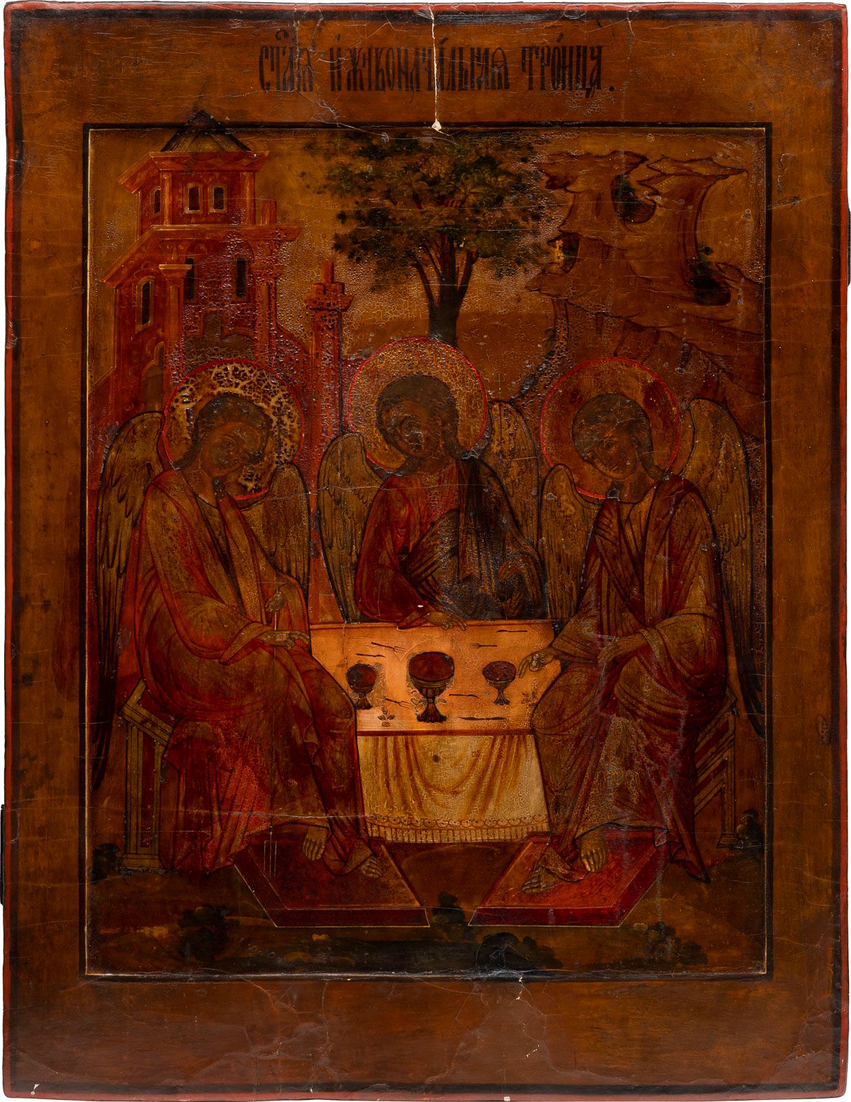 A MONUMENTAL ICON SHOWING THE OLD TESTAMENT TRINITY FROM A ICONO MONUMENTAL QUE &hellip;
