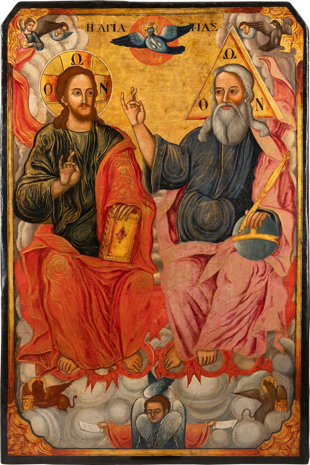 A MONUMENTAL ICON SHOWING THE NEW TESTAMENT TRINITY FROM A UNE ICÔNE MONUMENTALE&hellip;