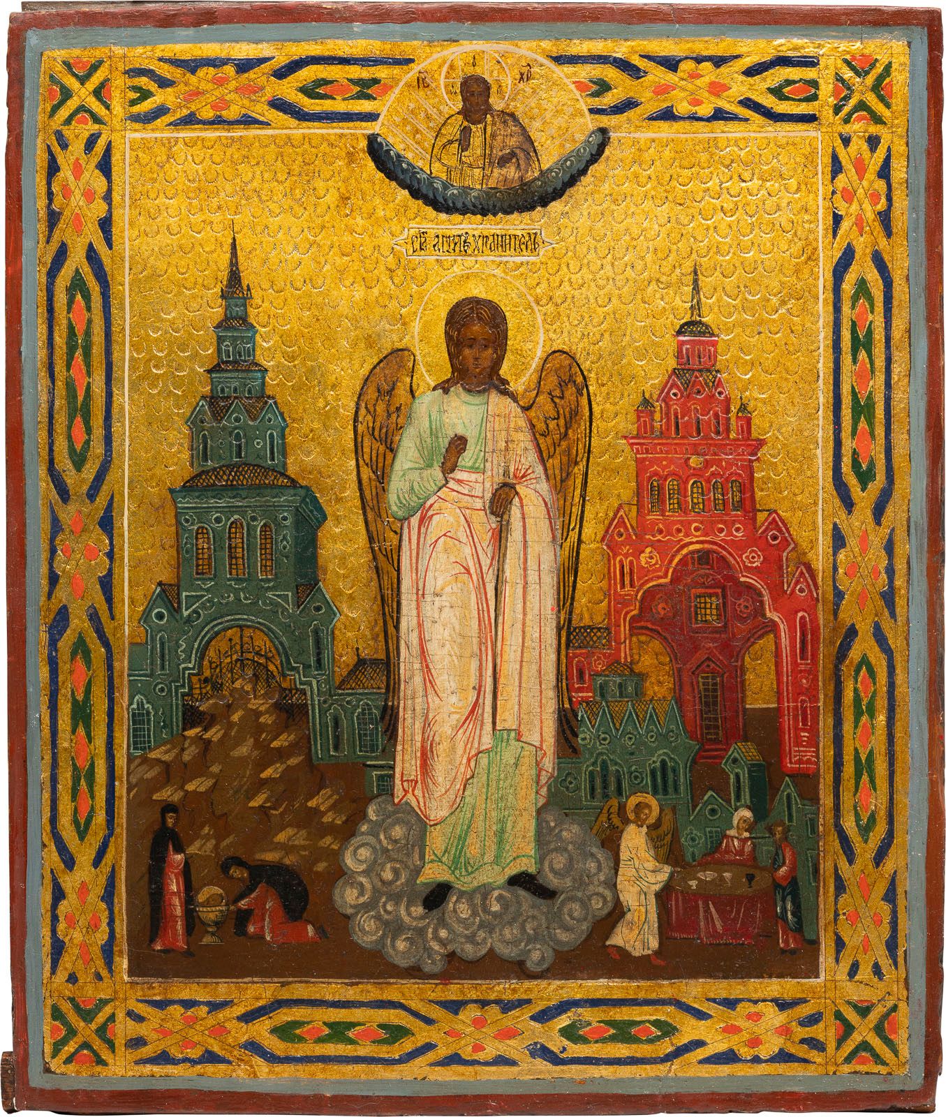 AN ICON SHOWING THE GUARDIAN ANGEL (ST. JOHN THE FORERUNNER 显示守护天使的圣像（圣约翰） 俄罗斯，约&hellip;