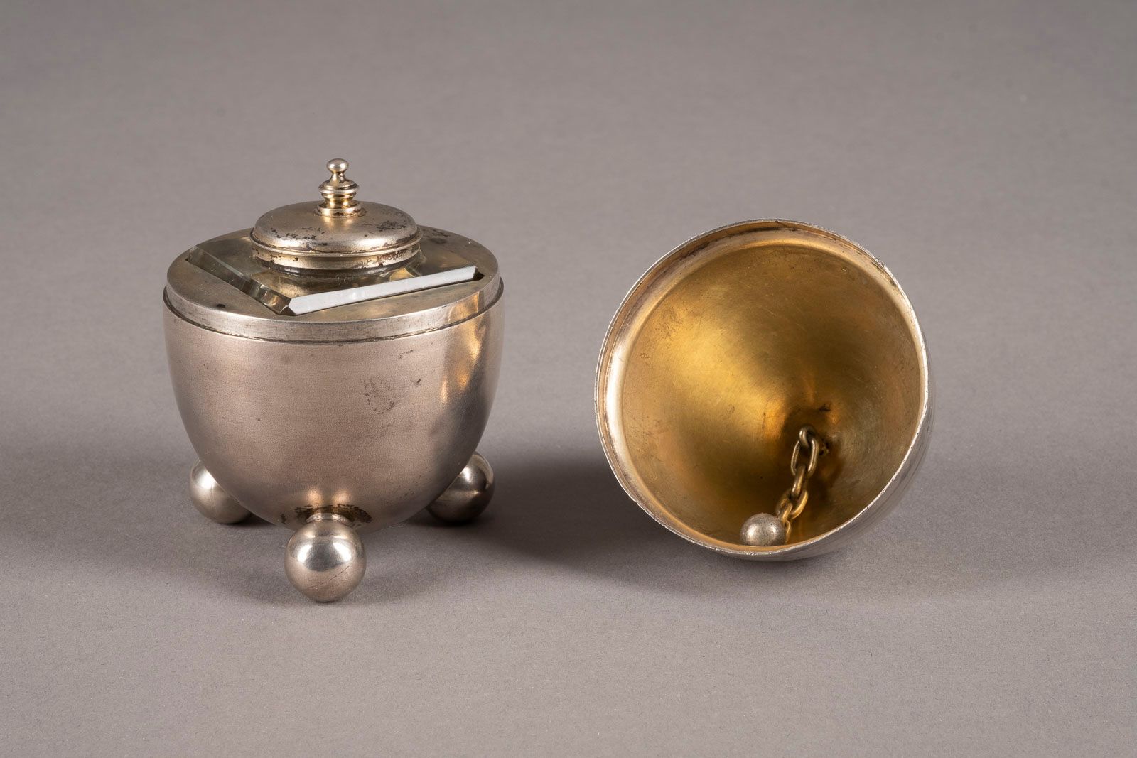 AN EGG-SHAPED INKWELL AND TABLE BELL AN EGG-SHAPED INKWELL AND TABLE BELL Russia&hellip;