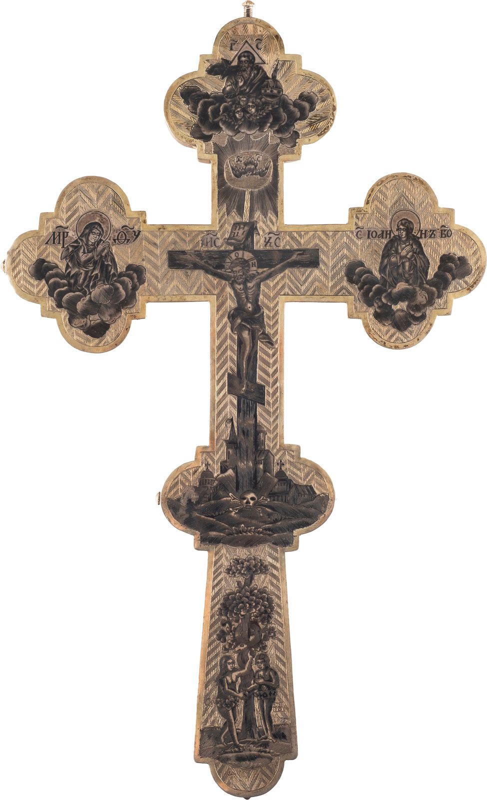 Null A LARGE DOUBLE-SIDED, SILVER-GILT AND NIELLO BENEDICTION CROSS Russe, Mosco&hellip;