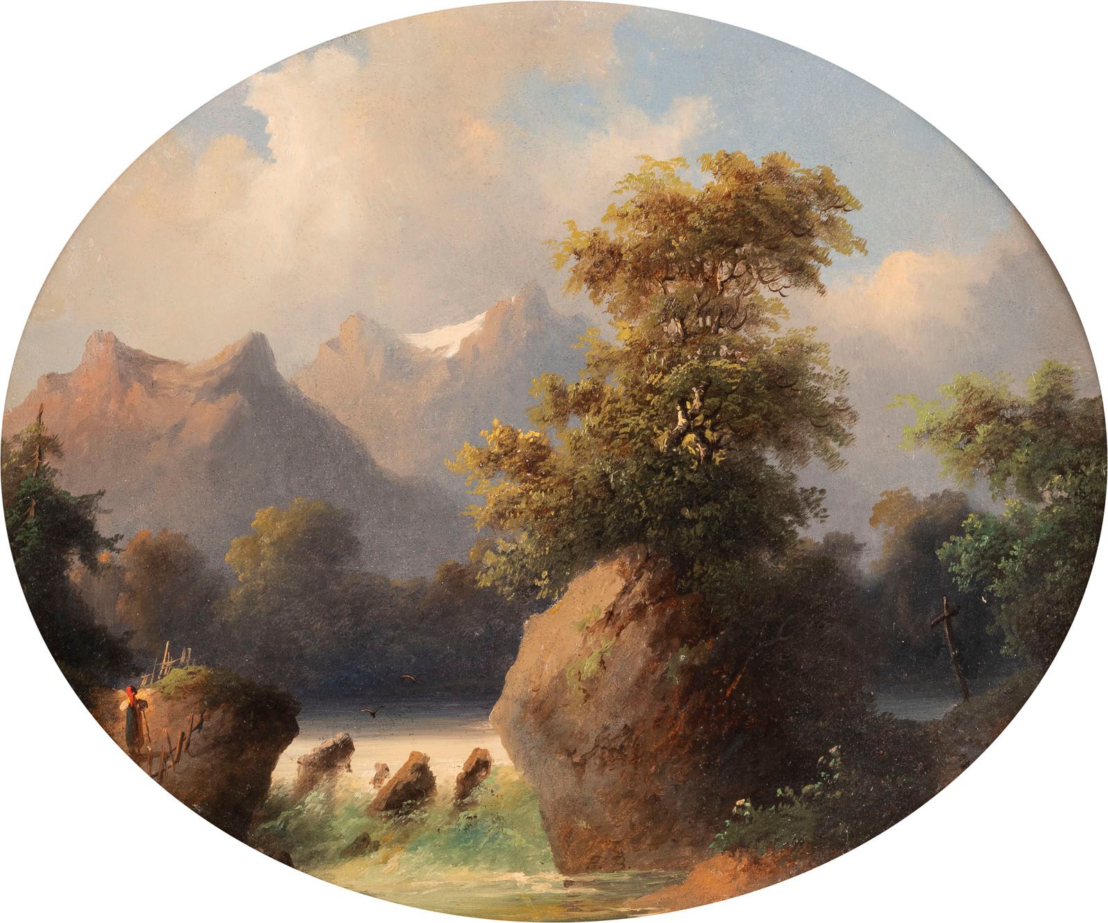FRANZ BARBARINI FRANZ BARBARINI 1804 - 1873 Deux peintures. Paysage de montagne &hellip;