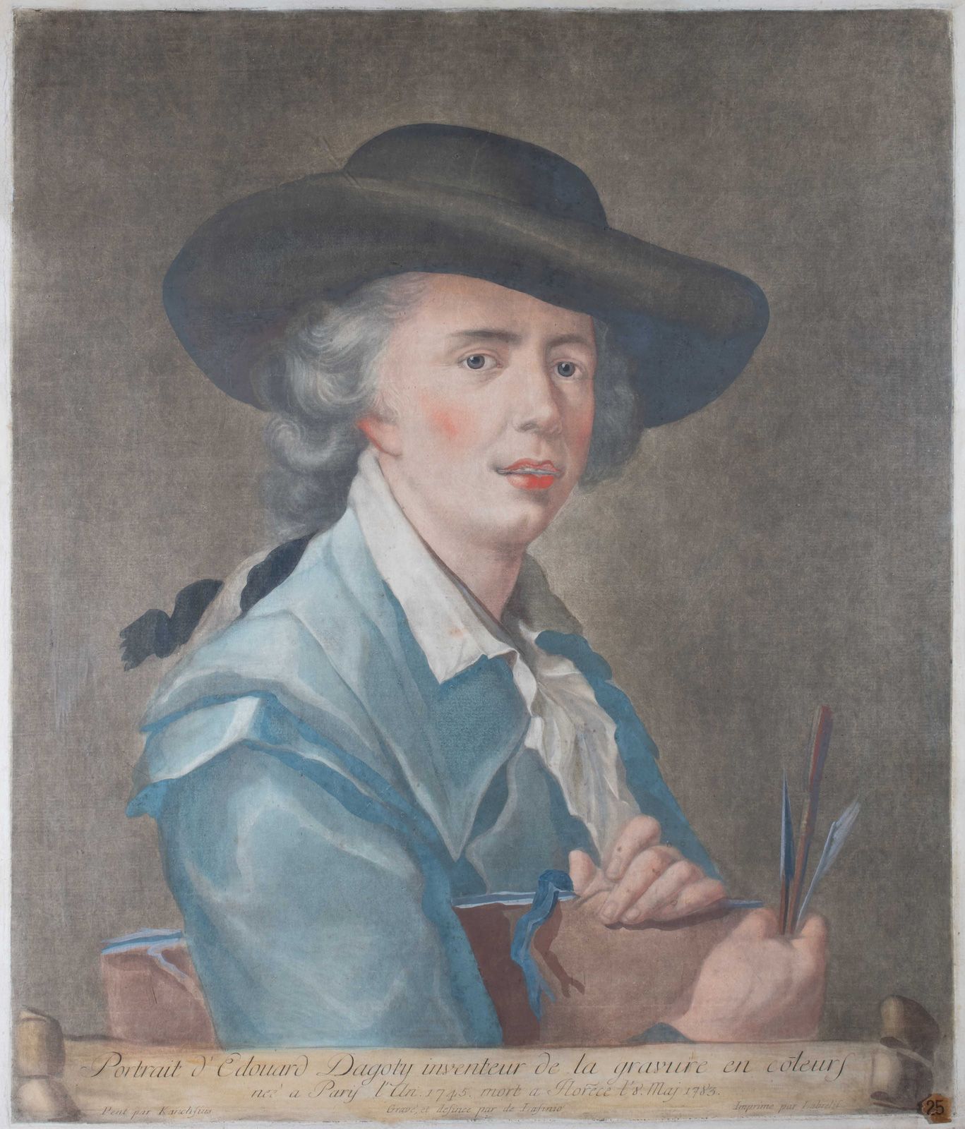 Null 卡洛-拉西尼奥（1759-1838）彩色雕刻发明者爱德华-达戈蒂的肖像。1783.海因克斯之后的黑马纳。425 x 495。峅，嵃峃。非常好的校样，在&hellip;
