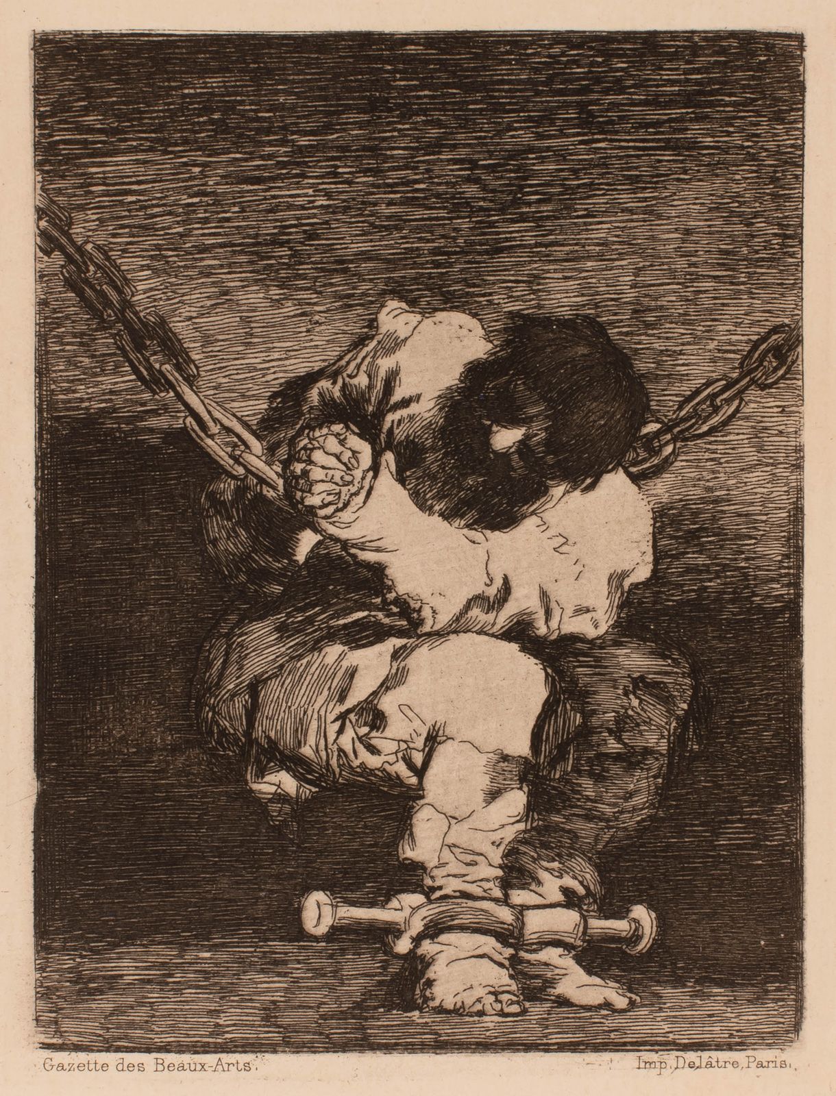 Null 弗朗西斯科-德-戈雅-卢古斯特斯（1746-1828）《被锁链捆住的囚犯》。约1804年。蚀刻画，85 x 108。Delteil 31；Harris&hellip;