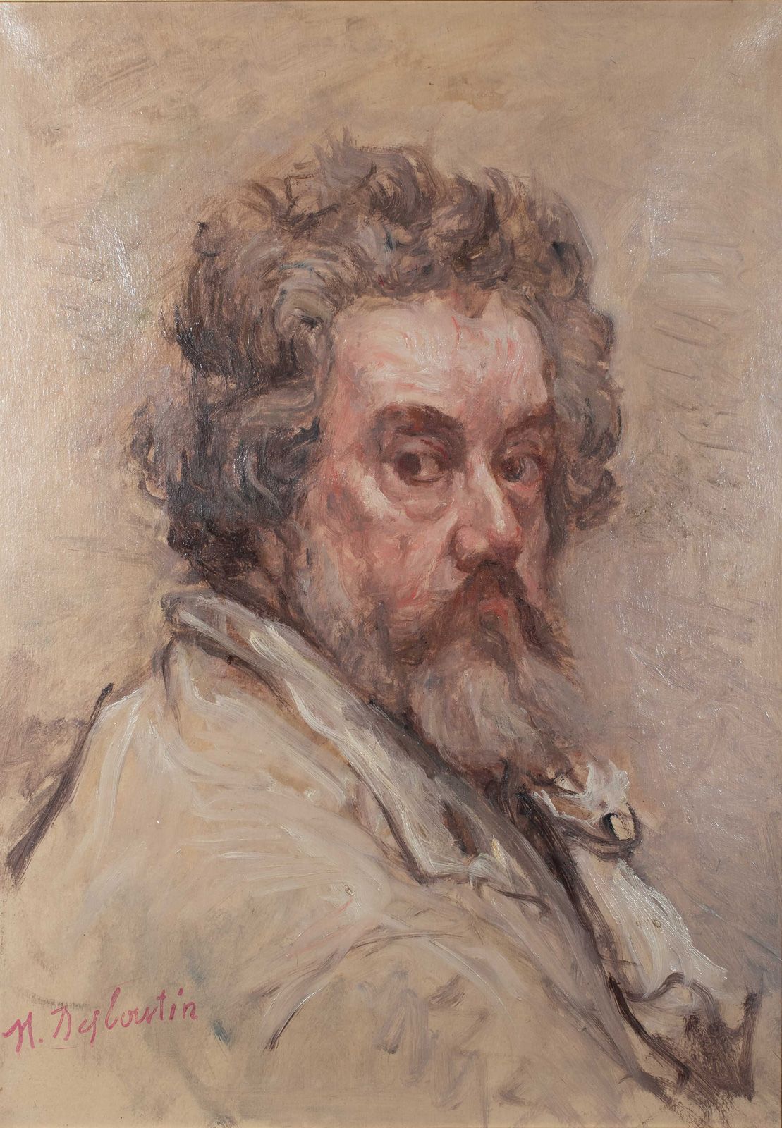 Null Marcellin DESBOUTIN (1923-1902) Autoportrait.	 Huile sur toile.	 Signée en &hellip;