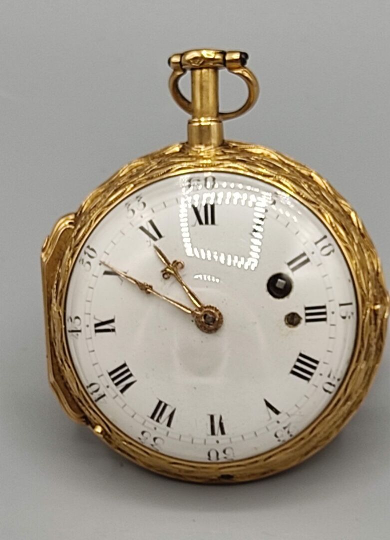 Null PARIS, 1761.

Montre oignon en or jaune d'époque Louis XV.

Cadran émaillé &hellip;