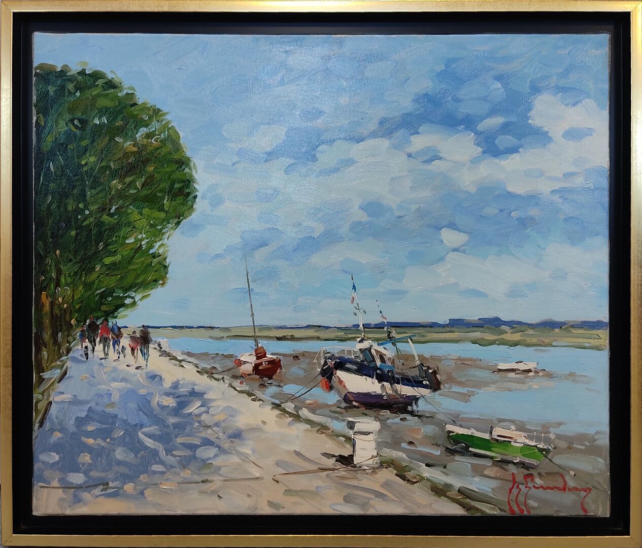 Null Guy LEGENDRE（生于1946年）。

"散步，圣瓦勒里-索姆河畔"。

布面油画。

右下方有签名。

46 x 55厘米。

带画框尺寸：&hellip;