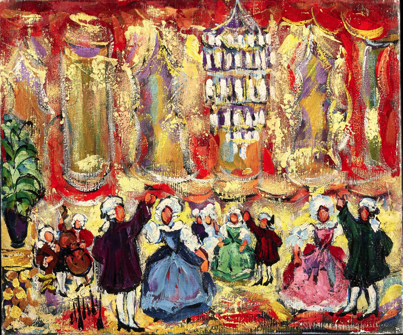 Null 亨利-德安蒂（1910-1998）。
"盛装之夜"。
布面油画。
左下方有签名。
46 x 55厘米。