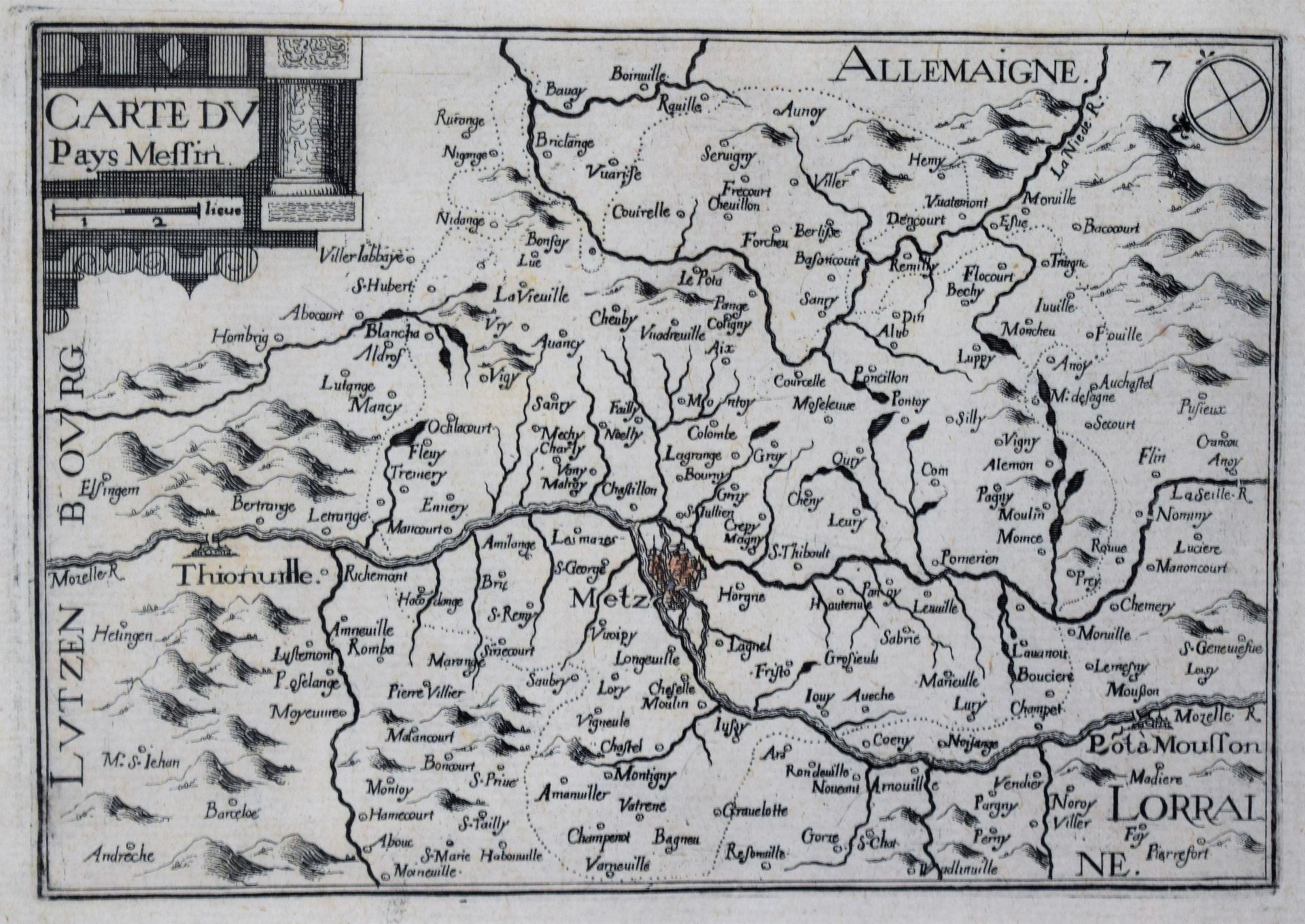 Null CARTE ancienne "Carte du Pays Messin", XVIIe siècle, 17 x 21 cm (à vue)

|
&hellip;