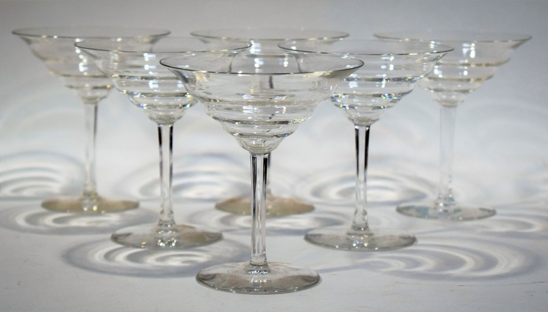 Null Ensemble de 6 coupes à Champagne en cristal d'époque Art Déco, pied à pans,&hellip;