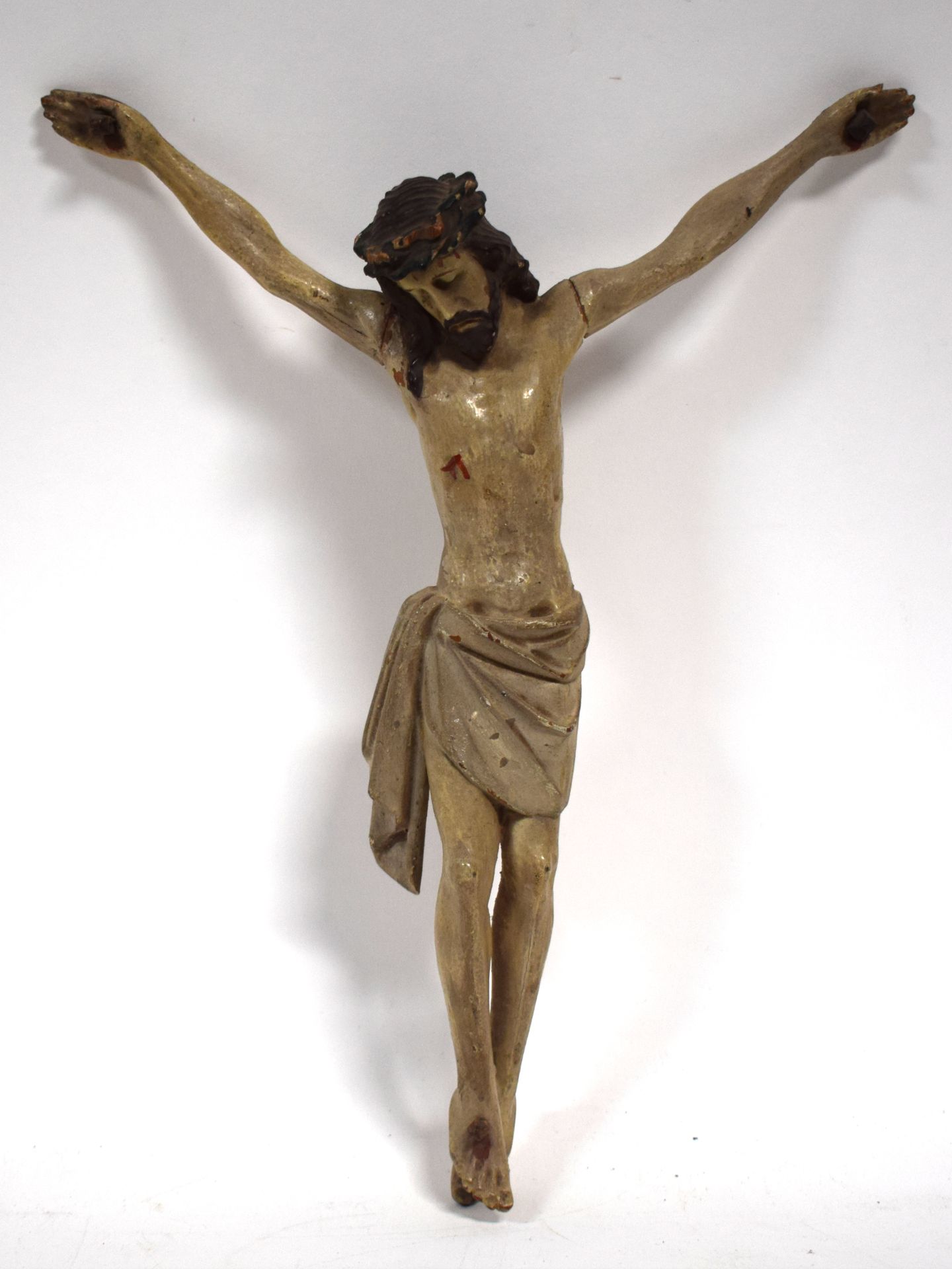 Null (SCULPTURE/RELIGIOSA) Christ en bois sculpté et polychromé, XIXème siècle. &hellip;