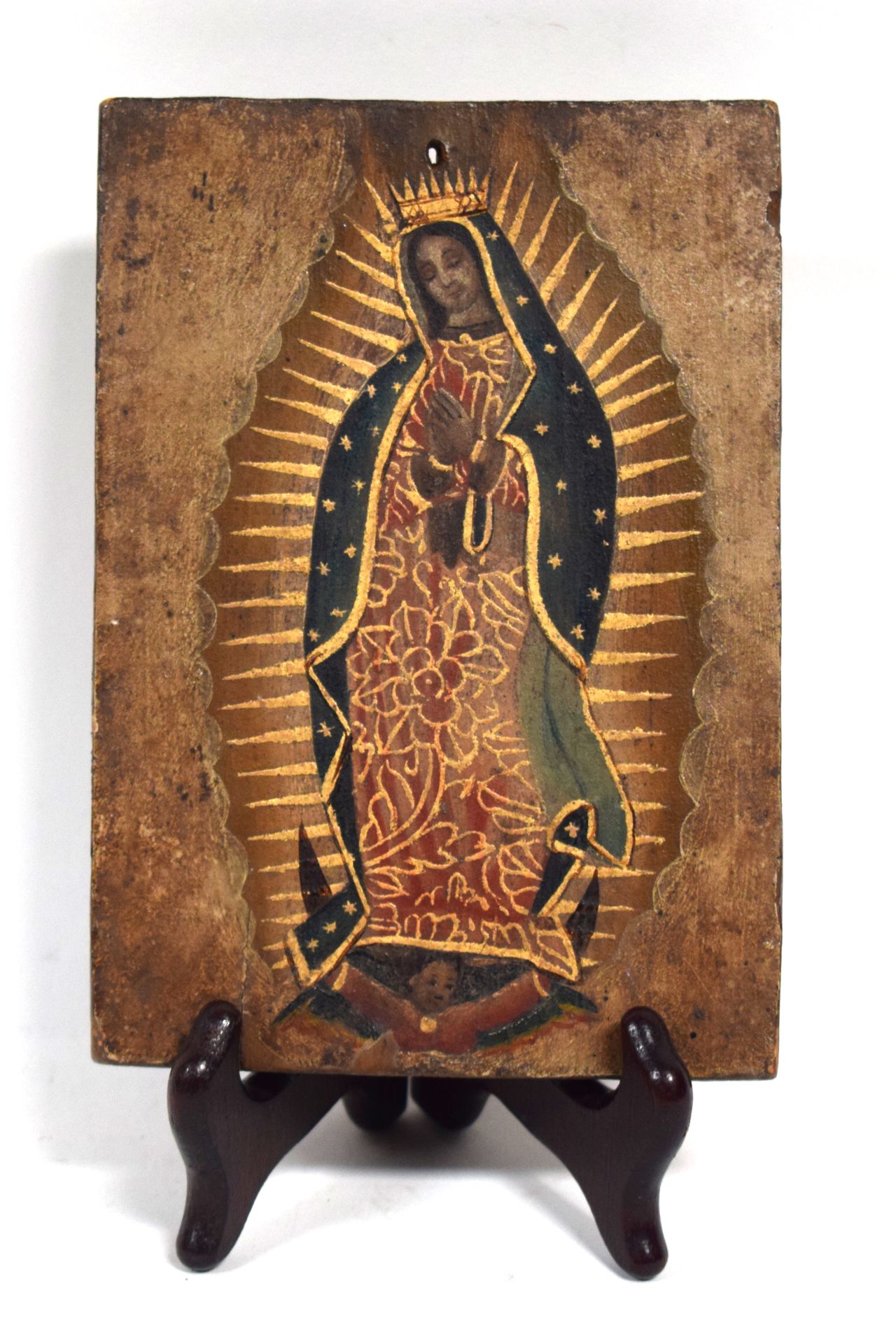 Null (SCULPTURE/RELIGIOSA) ″Vierge de Guadalupe″, Huile sur panneau, Mexique, XI&hellip;