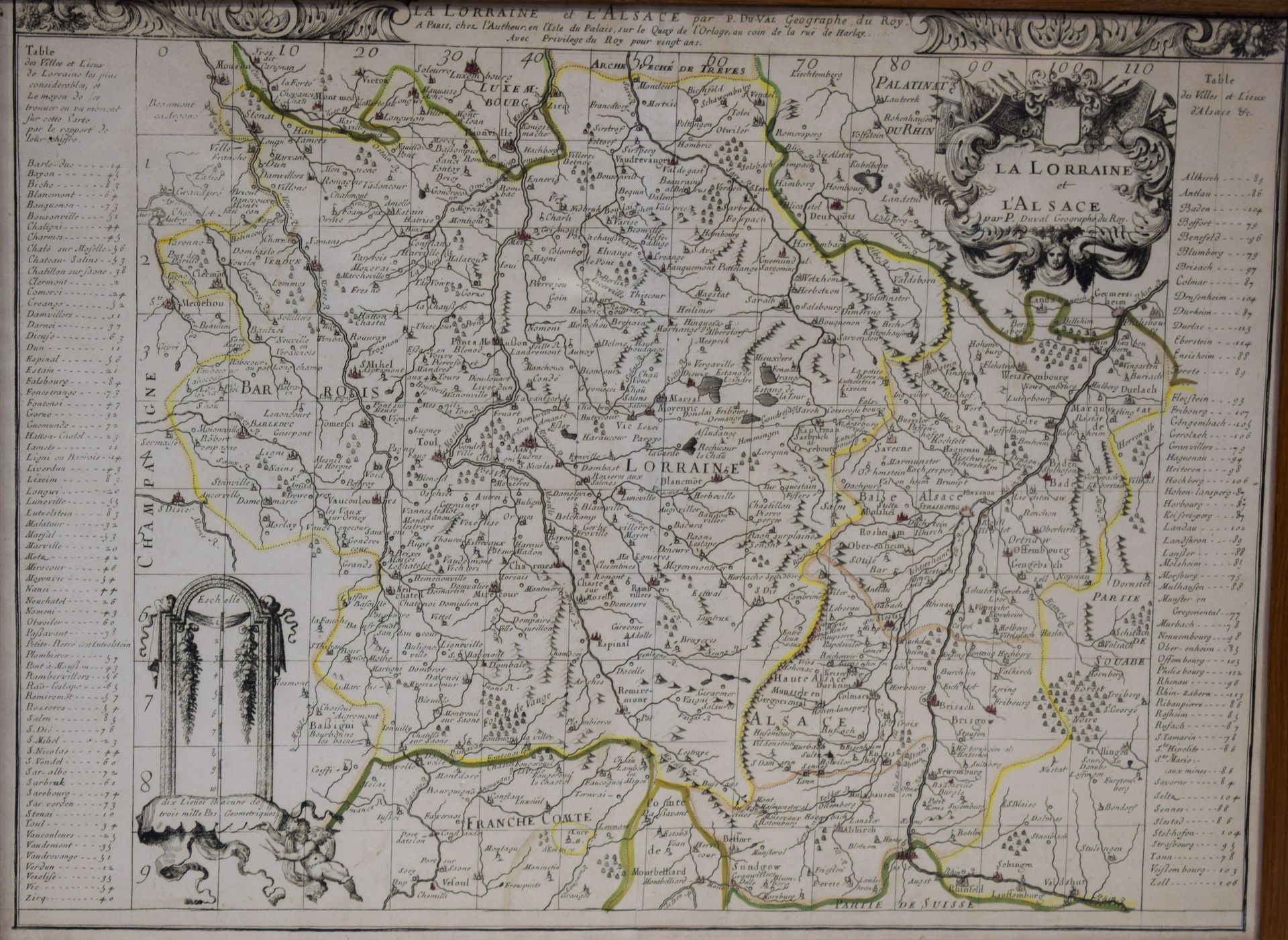 Null P. DUVAL, carte géographique ancienne "La Lorraine et l'Alsace", 1683, avec&hellip;