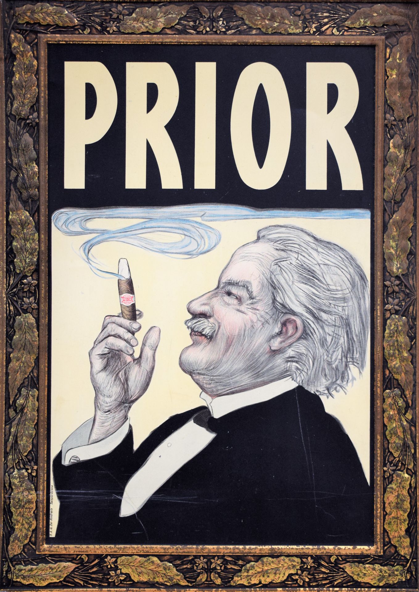 Null (PUBLICITE) Ancienne publicité pour la marque de cigares PRIOR, peint sur t&hellip;
