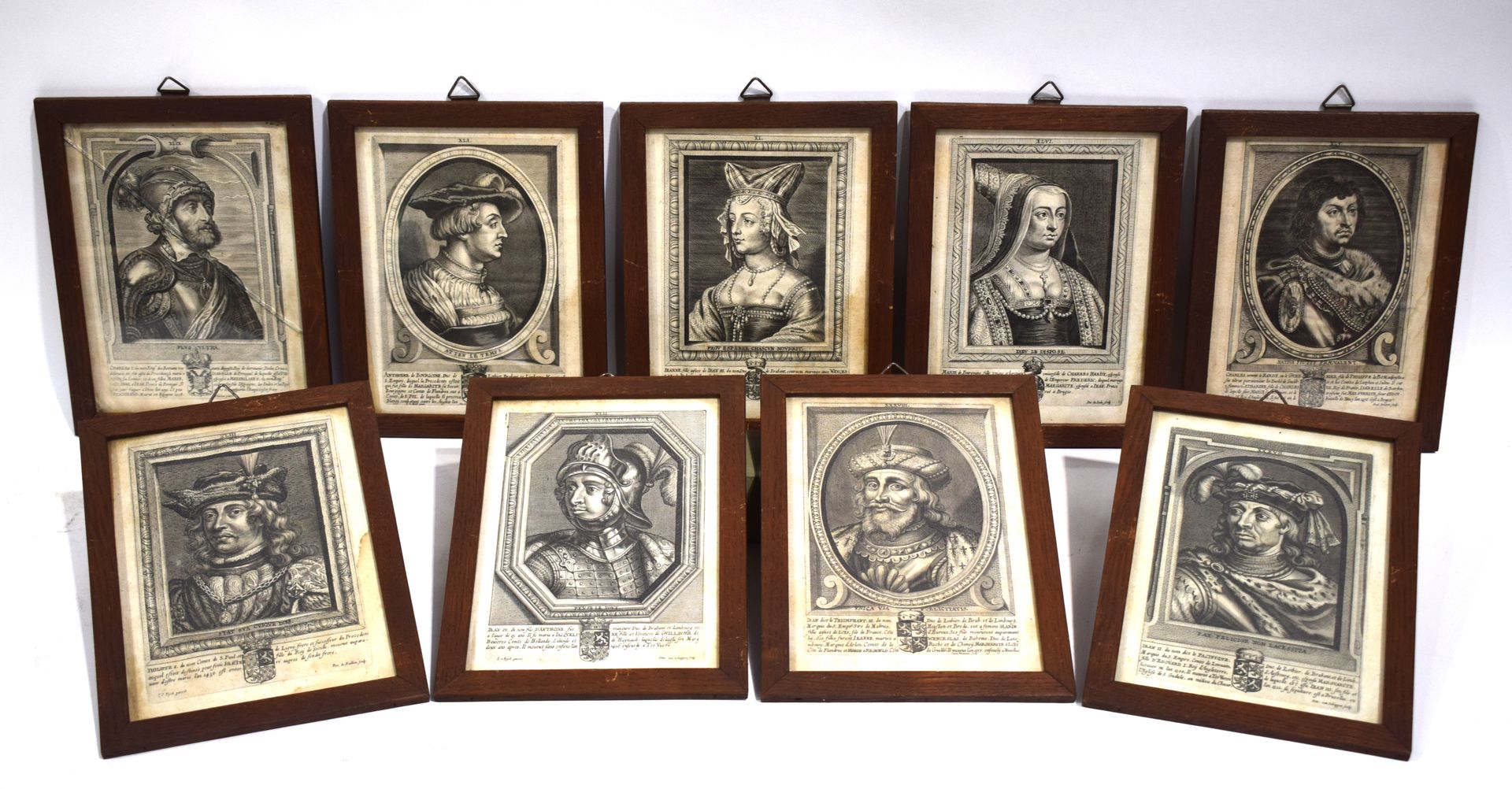 Null Ensemble de 9 gravures de portraits de souverains des Provinces Unies dont &hellip;
