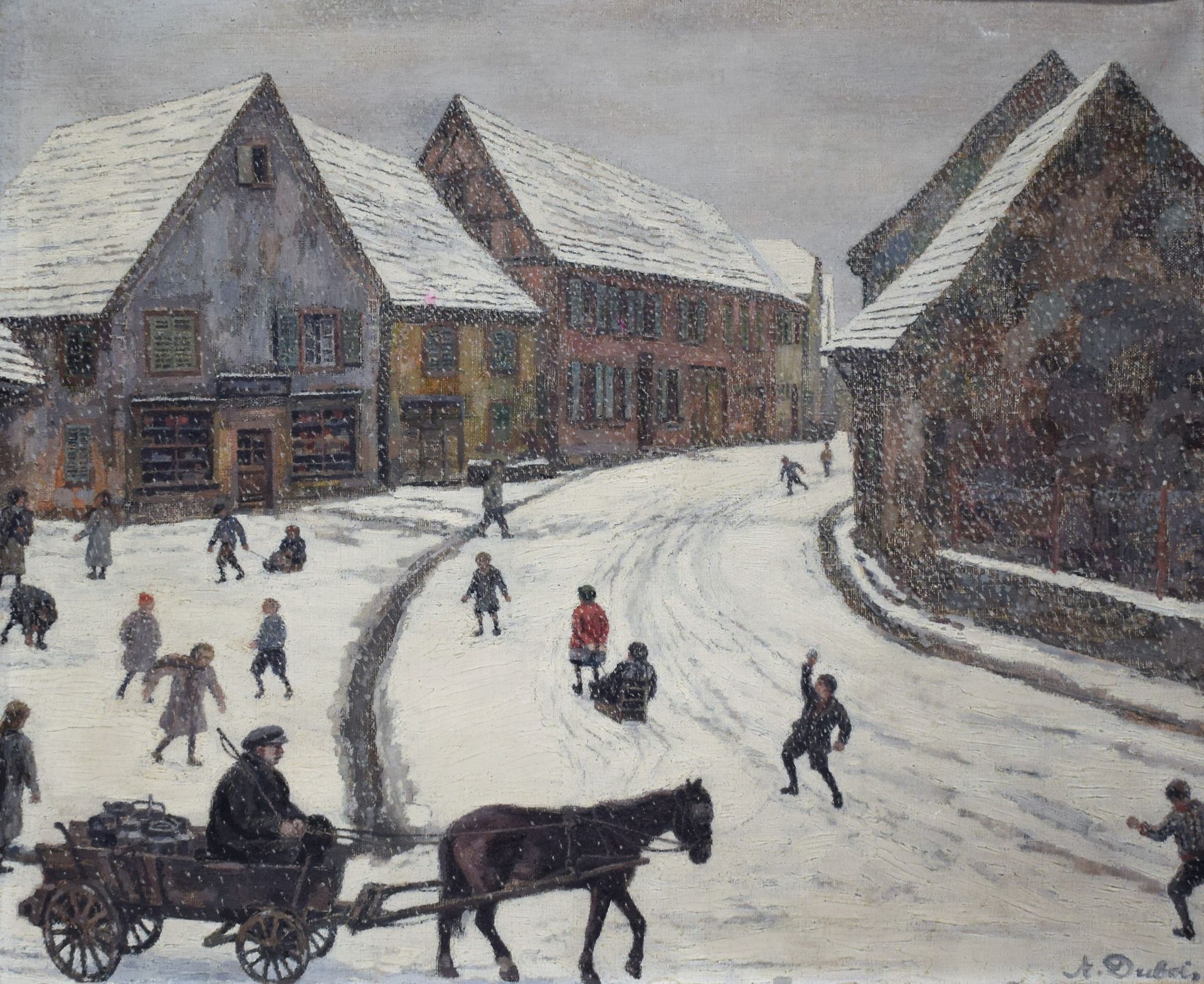 Null Auguste DUBOIS (1892-1973)

Scène animée d'un village sous la neige 

Huile&hellip;