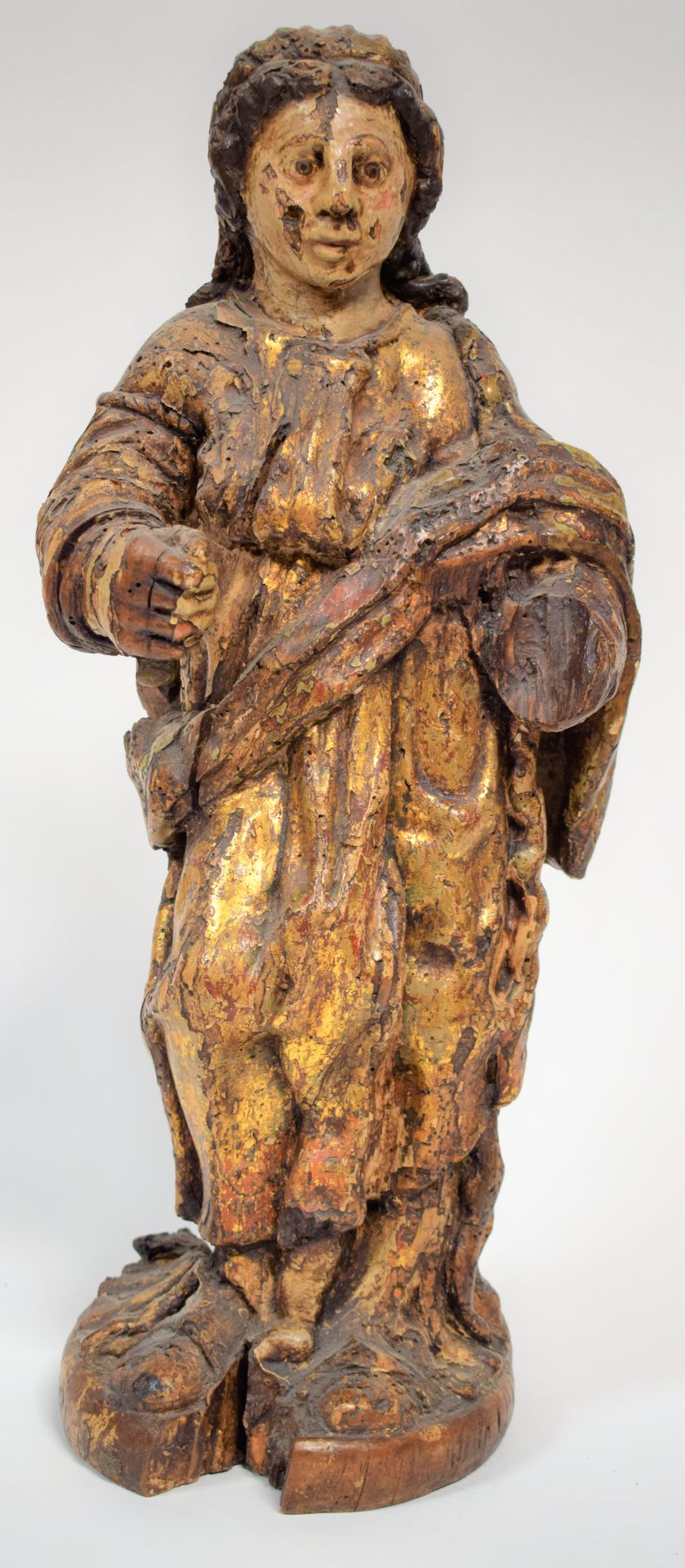 Null (SCULPTURE/RELIGIOSA) Vierge ou sainte Femme en bois sculpté, doré et polyc&hellip;