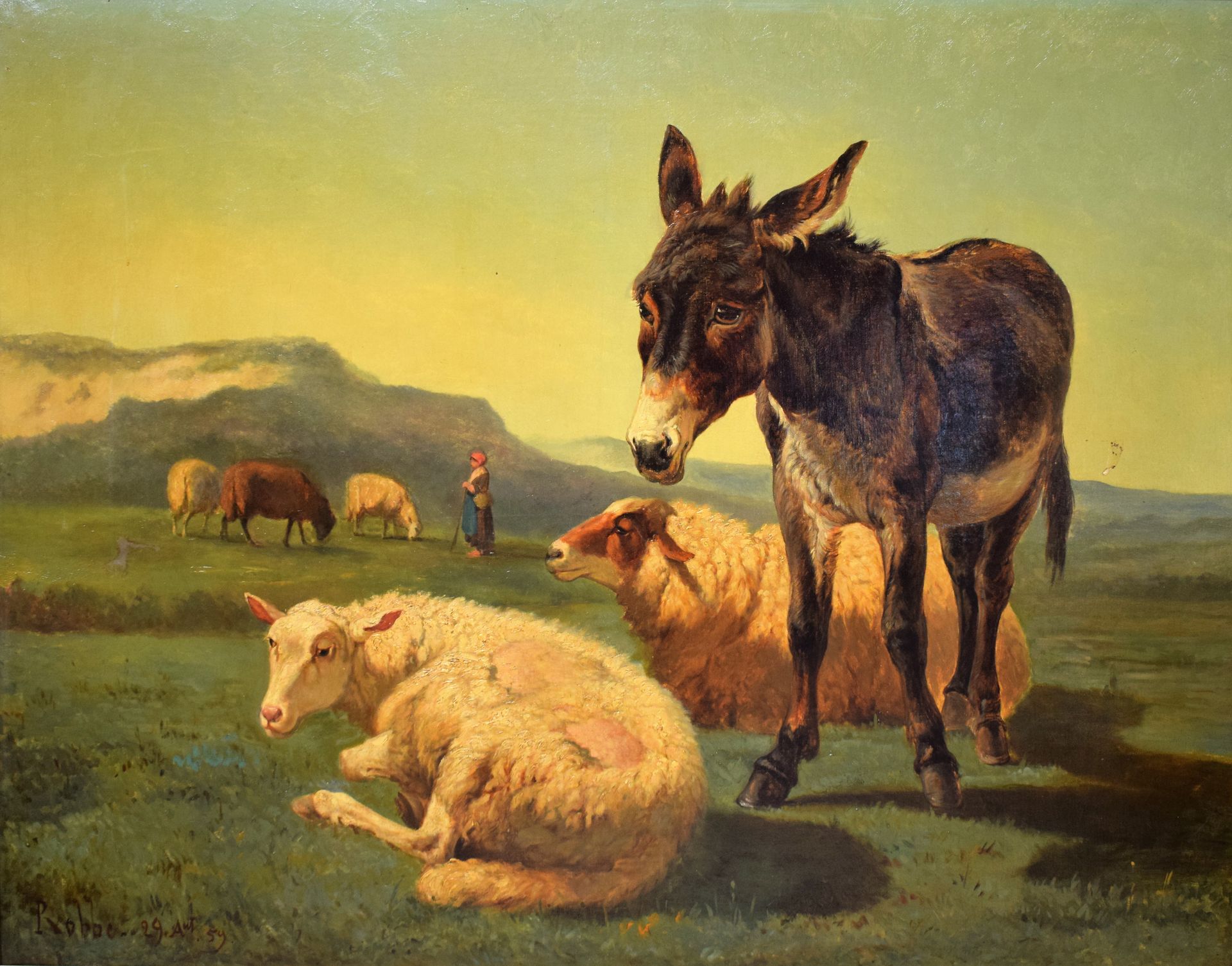 Null Louis ROBBE (1806-1887)

Âne et moutons 

Huile sur toile

Signé et daté 29&hellip;
