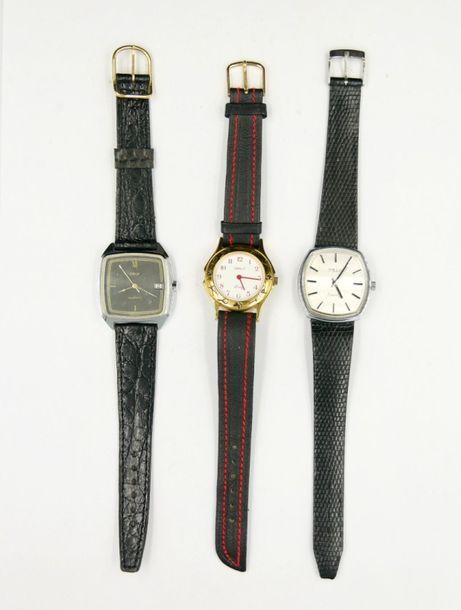 ORLY Lot de trois montres bracelets en métal. La lunette d'un cadran sur le thèm&hellip;