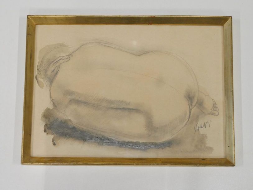 Null Antoniucci VOLTI (1915-1989)
Femme nue accroupie de dos 
Crayon et lavis d'&hellip;