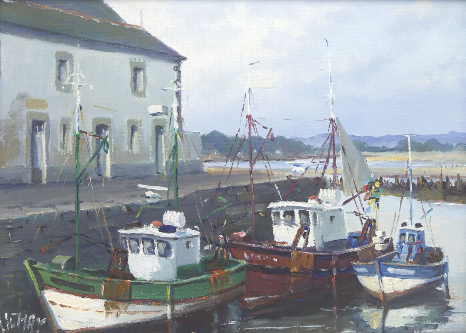Null René UCHAY (1917-2001) 

Vue d'un port breton 

Huile sur toile 

Signée en&hellip;