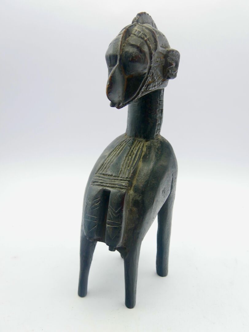 Null 几内亚Baga型雕像

带有黑色铜锈的木材

H.36.5厘米。



模仿巴加人的肩部面具，以小型化的比例制作