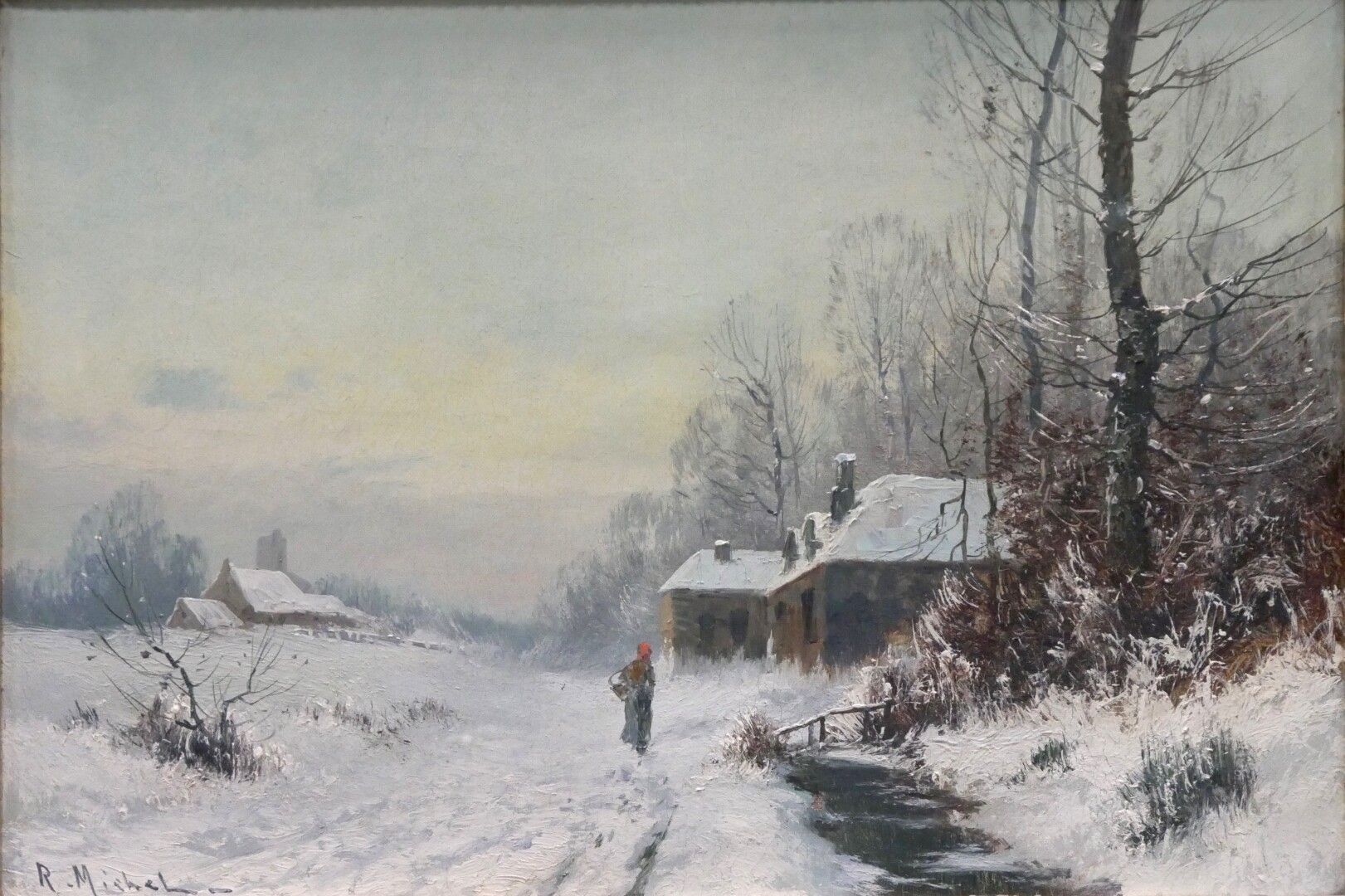 Null R.米歇尔--20世纪

雪景

布面油画

左下方有签名

有框

尺寸：38 x 54,5 cm。约15 x 21,3英寸。

带画框的尺寸：54&hellip;