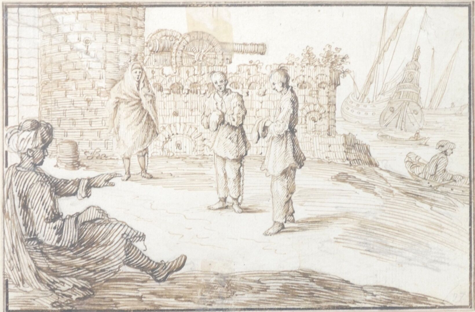 Null Israel SILVESTRE (1621-1691), 归属于

东方主义场景

黑色铅笔、钢笔和棕色墨水

座架上有 "Israël Silve&hellip;