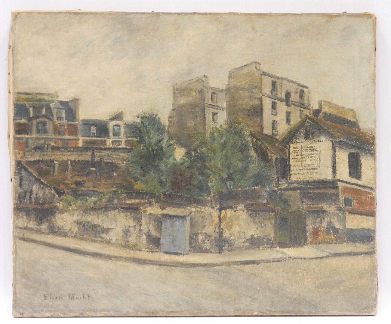 Null Élisée MACLET (1881-1962) 

Vue d'une rue parisienne, Montmartre 

Huile su&hellip;