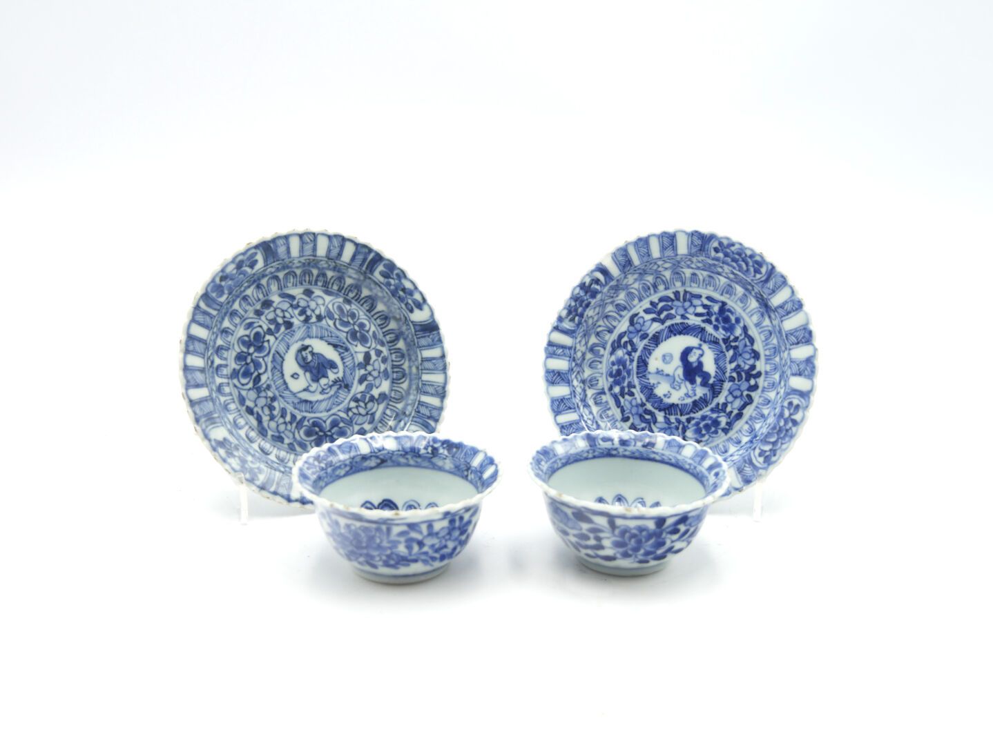 Null CHINA - Kangxi period (1662-1722) 

Two blue and white porcelain sorbets an&hellip;