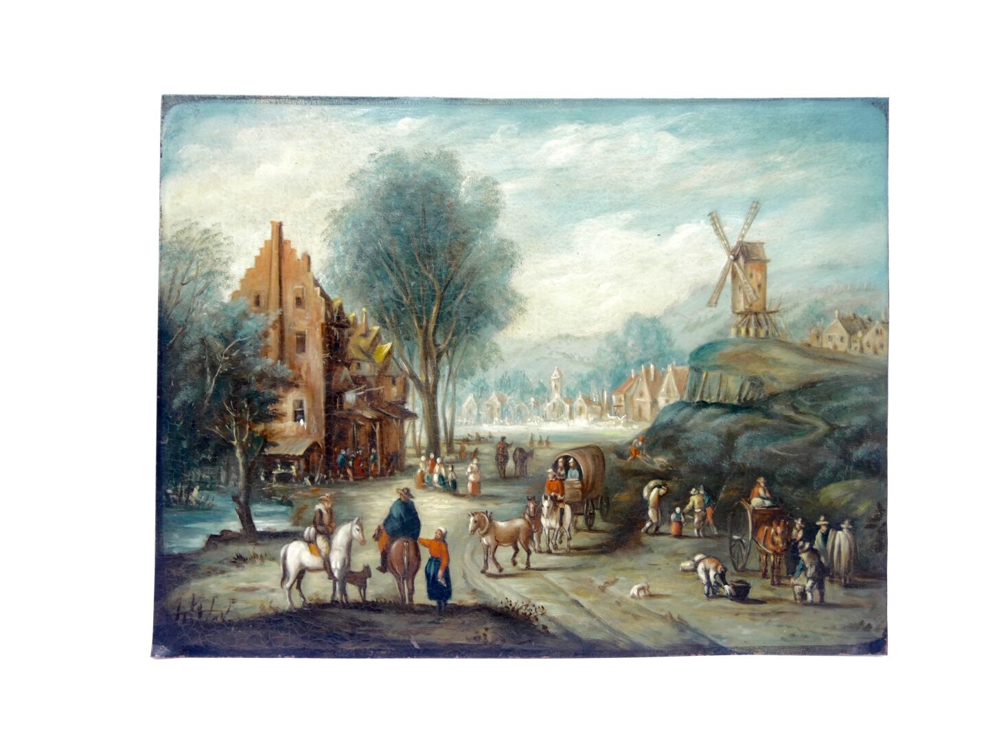 Null 17世纪的味道

荷兰村景象

铜上油彩

尺寸：26 x 34厘米。10 1/4 x 13 1/4 in.



裂缝，边缘有框架的痕迹，两个下角变&hellip;