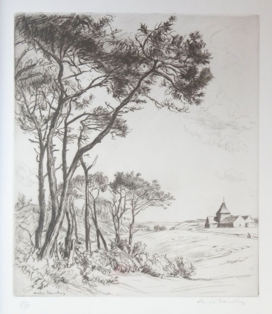 Null 
安德烈-道赫兹 (1870-1948)

树木和村庄景观

蚀刻

版面左下方有André DAUCHEZ的签名

编号145，底部有André D&hellip;