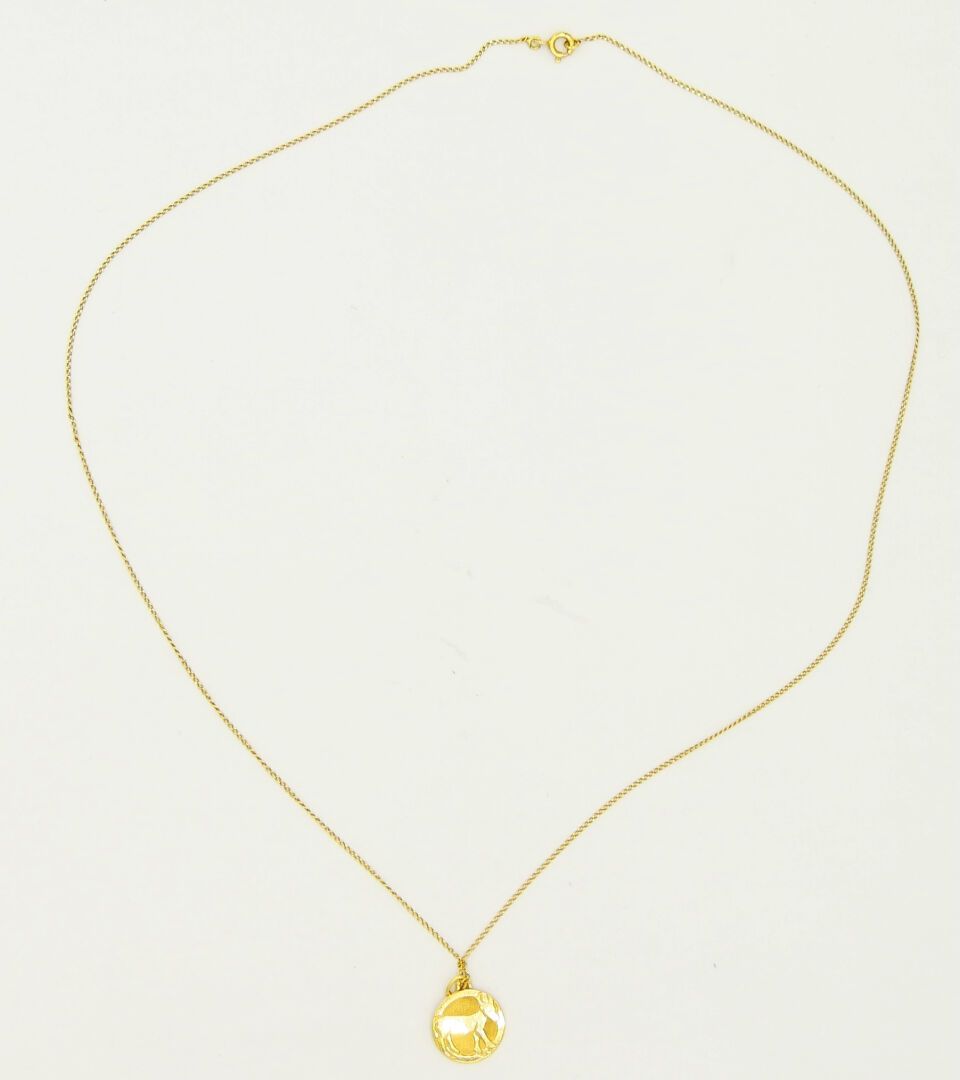 Null SIGLO XX 

Cadena de oro que sostiene un medallón circular de oro 750/1000 &hellip;