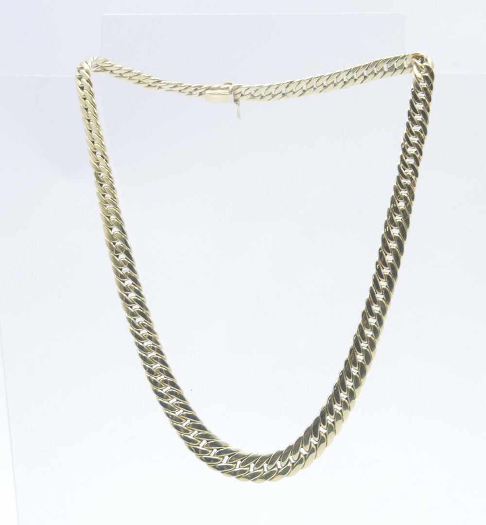 Null 20th CENTURY 

Gold necklace 750/1000e with flat links, ratchet clasp 

Wei&hellip;
