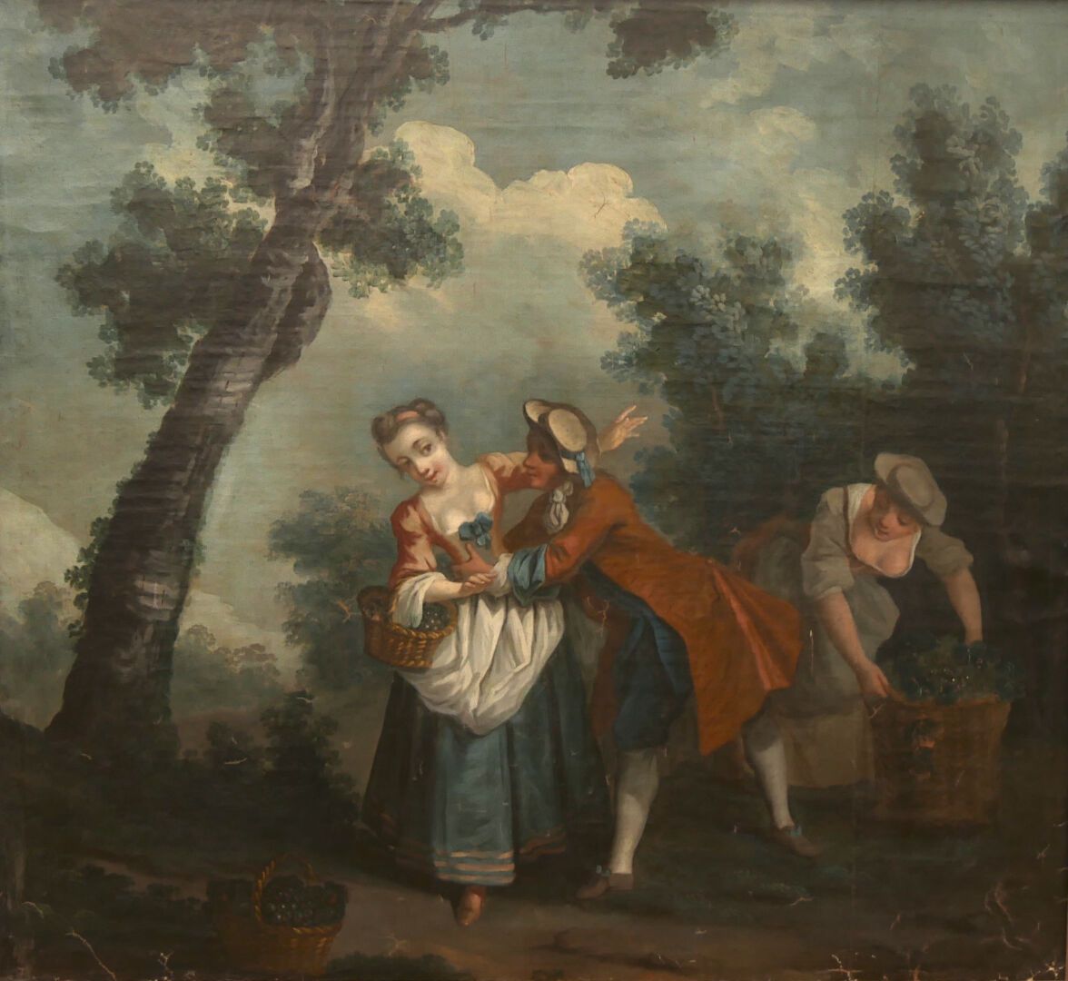 Null 18世纪下半叶的法国学校，尼古拉-朗克雷的随行人员

秋季

安装在背板上的布面油画

有框

尺寸：119 x 130 cm. 46,8 x 51,&hellip;