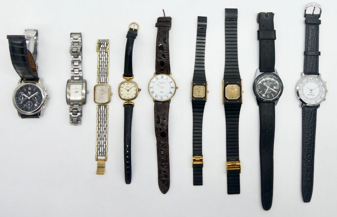 MONTRES 
Lot de 9 montres bracelet diverses dont Starmaster, Lip, Yonger & Bress&hellip;