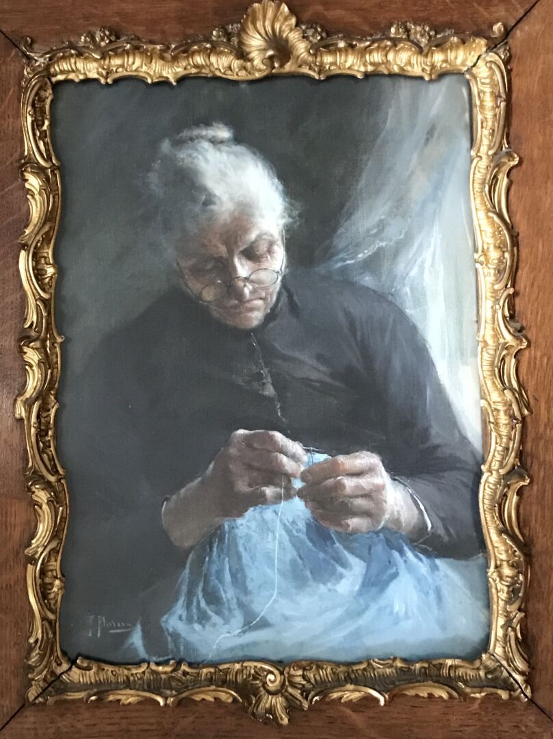 Null 费利克斯-阿尔孔(Félix ALARCON) (c.1840-1905)

缝纫的女人

布面油画

左下方有签名

大型木质框架和中央部分为镀金灰&hellip;